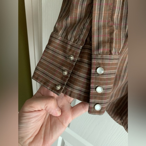 Vintage Pearl snap long sleeved brown western shirt size 15 - Picture 7 of 9